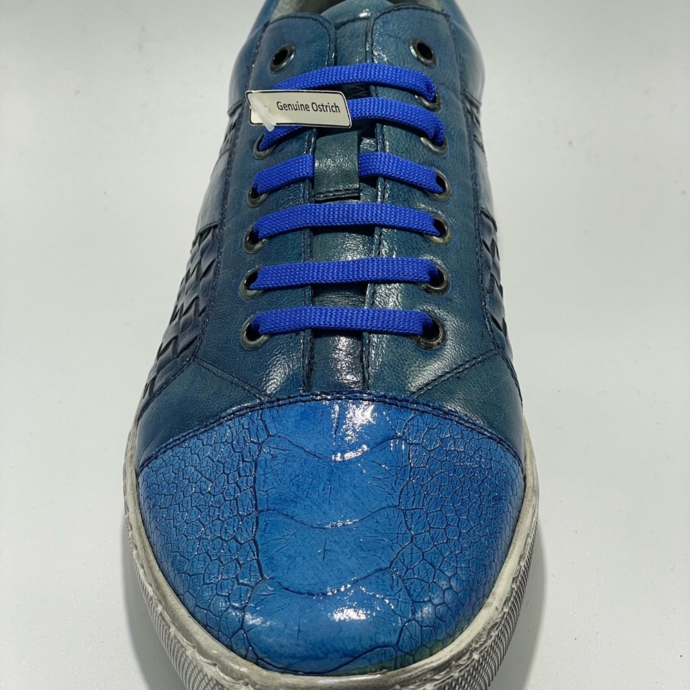 Men's Blue Genuine Ostrich Sneakers Size 10 New without box‎ Belvedere